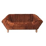 リップ型ソファー 【2人掛け】 ファブリック布地 木製脚 座面高36cm 『リップ』 ブラウン