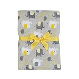 Baby Gear Plush Boa Ultra Soft Baby Boys Blanket 30 x 40 Grey Yellow Elephants by Baby Gear