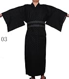 浴衣通気性の綿の汗蒸し服日本の着物 (浴衣+帯) (M, 03)