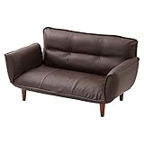 日本製 ソファ 2人掛け 脚が取れる カウチソファ 5段階 リクライニング 合皮 〔ソフトレザー〕 ブラウン