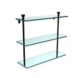 Allied Brass FT-5/16-BKM Triple Glass Shelf 16' Matte Black [並行輸入品]