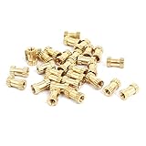 uxcell　ローレットナット　ローレットインサート組み込みナッツ　ゴールドトーン　真鍮　30個　M2x6mmx3.5mmメスのスレッド