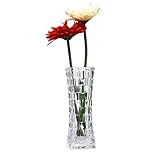 T4U 17.9cm 花瓶 ミニ花器 ガラス製 透明 藤織りパターン