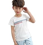 FEVON　Tシャツ　子供　男の子　半袖　夏　トップス　カットソー　キッズ　ボーイズ　コットン　ボーダー　ドット柄　可愛い　カジュアル　ソフト　快適　かっこいい　シンプル　通園　通学　110-160c