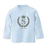 イニシャル 長袖 Tシャツ / ベビーサイズ [BT445] 80cm ライトブルー 出産祝い 誕生日 プレゼント おしゃれな 名前入り ベビー服