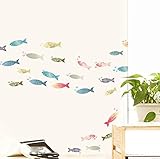 BIBITIME DIY Colorfull Fishes Wall Decal for Bathroom Tile Sticker Window Glass Door Decor Nursery B