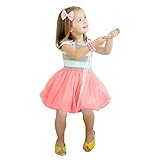 Domybest　子供服　ベビー服 女の子 ワンピース　赤ちゃん　女児　チュチュスカート　サンドレス 可愛い ドレス ガールズ　ボーダー　春　夏　誕生日 通園　通学　お出かけ　普段着 (110（4-5