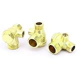 uxcell　チェックバルブ　空気圧縮機　真鍮　3ウェイ　交換部品　おネジ　2個入り