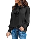 トップス レディース 夏 Kohore シャツチュニック ブラウス 長袖 シフォン 可愛い ゆったり 体型カバー シンプル レース ボウタイ 3色 s-l 大きいサイズ おしゃれ 無地 上着 セクシー