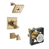 デルタDelta ktsddr-t17451h2o-cz Drydenタブ/シャワーキットpressure-balance dual-functionカートリッジ、シャンパンブロンズシャンパンブロンズ