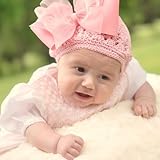 ０才ベビーのためのビーニー帽子ピンク＆デラックスピンクリボンヘアクリップピン付★ベビーの上級おしゃれ感☆ほんのわずかな赤ちゃん時期だからこそ、かぶせたい海外ママ達に選ばれ続けているビーニー帽子！日本に