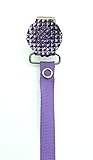 Purple Quilted Crystal Solid Ribbon Pacifier Clip by Crystal Dream