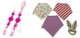 Bandana Bibs, Teether and Pacifier Clips Set for Baby Carrier/Car Seat/Stroller Toy Holder (I Heart 