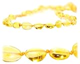 Certified Baltic Amber Teething Necklace for Baby (LEMON bean) - Anti-inflammatory by The Art of Cur
