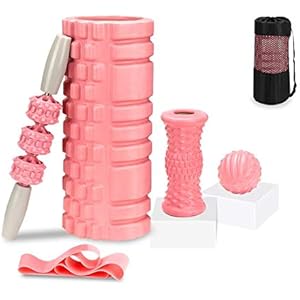 フォームローラー 筋膜リリース ストレッチ ローラースティック 5点セット ヨガポール 抵抗バンド エクササイズ トレー…