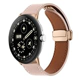 [AiMaoo] レザーバンド Google Pixel Watch 4 45mm (2025) 対応 バンド 磁気 バックル付き 高級 PU本革 交換ベルト 装着簡単 替えベルト ビジネススタイル ストラップ コンパチブル Pixel Watch 4 45mm (ピンク)