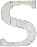 Adeco木製吊り壁文字" A - Z " – ホワイト装飾壁のリビングルームの文字、ベビー名前とベッドルームの装飾、ホワイトウォッシュ S ホワイト DN0052-S