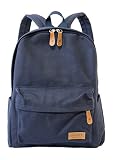 yemsy style リュック バック パック シンプル キャンバス マザーズ バッグ A4 収納 レディース (03： ネイビー)