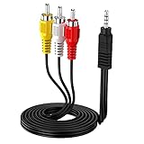 Eanetf 3.5mm - RCAカムコーダー ハンディカム AVオーディオビデオ出力ケーブル 1/8インチ TRRS - 3 RCAオスプラグ AUXケーブルコード テレビ、スマートフォン、MP3、タブレット、スピーカー、ホームシアター用 - 5フィート