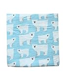 北欧柄 やわらか ブランケット おくるみ ベビー スワドル モスリン 大判 (5:ブルーくま) [並行輸入品]