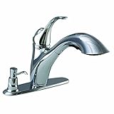 Westbrass 31176LB-SD-26 Lead Free Kitchen Pull Out Faucet with Matching Soap Dispenser, Polished Chr