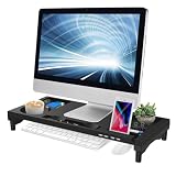 モニター台 机上台 モニタースタンド USBハブ付き 幅52cm 奥行23cm ブラック 机上ラック 液晶モニター台 USBポート