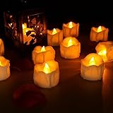 CestMall Flameless LED Tea Light CandlesWarm White Light Flickering LED Candles Battery-Powered Tear