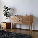 NTR コンソールテーブル 幅 120cm 引出し キャビネット 収納付き (ナチュラル（アルダー材）)