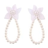 FEITONG@ Trendy 1Pair Pearl Chiffon Barefoot Toddler Foot Flower Beach Sandals Anklet (White) by FEI