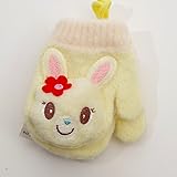 日本製 ひも付き手袋 笛付き のびのびミトンタイプ 10cm ウサギ (1610-1751) (イエロー)