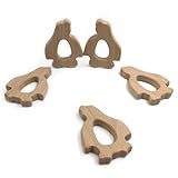 Kissteether 5pcs 手作り木製オーガニックセーフベビーテザーシーライオンズペンダントオーガニックナチュラルブナ木製玩具ハンドカット動物DIYベビーテザー看護アクセサリー (5pcs)