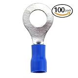 Hilitchi 100Pcs 16-14AWG Insulated Terminals Ring Electrical Wire Crimp Connectors (Blue M6) [並行輸入品]