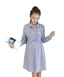 Easycos マタニティウェア 妊婦服 レディース ファション ワンピース ブルー 長袖 フリー ゆったり ふわふわ オシャレ パジャマ 肌に優しい　 (XXL)