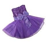 【ノーブランド 品】女の子　キッズドレス　蝶結び　ベルト付き　プリンセスドレス　ウエディングドレス　　パープル　身長全6サイズ - 140cm