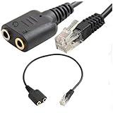 【便利な変換ケーブル＃40 by WYVERN AUDIO 】 RJ9 4P4C 電話線プラグ →ヘッドホン＆マイク分配ケーブル/アダプター ヘッドセット（Avaya 1600 9600 SNOM Yealink Phones）等に 約25cm