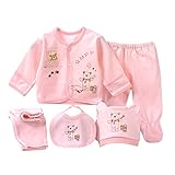 PER 　出産祝い　新生児　服　ベビー服　ベビー肌着　下着　5枚組　ギフトセット　可愛い　動物プリント (ピンク)