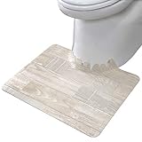サンコー ずれない トイレマット 拭ける 床汚れ防止 ショート ホワイト ウッド 55×43cm おくだけ吸着 日本製 KV-16