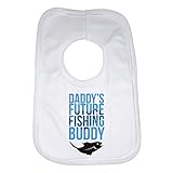 Daddy's Future Fishing Buddy - Baby Bib Personalised - Unisex - White by 2Personal
