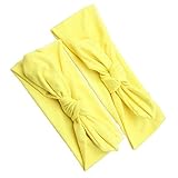 Lovoski 2点セット　ママ　ベビー　親子　蝶結び　ウサギの耳　ヘアバンド　ラップ　ヘッドバンド　髪留め　全8色 - イエロー