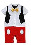 Baby Boy 3dボウタイ写真プロップロンパースワンジーToddler Boy Cartoonジャンプスーツ カラー: レッド
