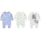 新生児 子供長袖　カバーオール　3枚セット　純綿　男の子＆女の子　可愛いプリント　0～2歳 (73cm, セット9) [並行輸入品]
