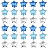 30個 星型 風船 バルーン Star Balloon 約12.5 cm ライトブルー、ブルー、シルバー 風船 誕生日、結婚式、記念日などのパーティー装飾 (星)