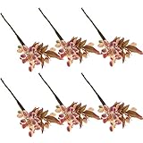 SM SunniMix 人工植物ベリー　6本　人工植物　フラワー　オリーブ　果実　ベリー　耐久性　 - ホワイトピンク