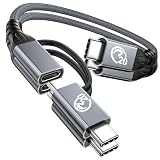 240W USB-C & USB-C ケーブル 短さ0.2M【2本セット】USBC 延長ケーブル 3in1 充電ケーブル USB 3.2 Gen 2X2 20Gbps高速データ転送 PD3.1超急速充電 Type C to C&Type-C 延長ケーブル 4K/60Hz映像出力に iPhone16/15/MacBook Pro/Galaxy S25 S24等全USBC機器対応