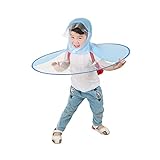 雨合羽　UFOキャップ型　創意　個性的　目立つ　折り畳み可能　持ち運びに便利　カッパ　親子レインコート　キッズ 児童 子供用　アウトドア　通園 通学　梅雨対策