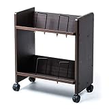 サンワダイレクト ファイルワゴン 木製 2段 キャスター付き A4ファイル対応 総耐荷重30kg ブラウン 100-WG007M