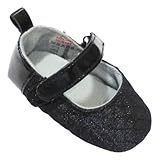 ベビー靴withブラックSparklingフロント12 – 15ヶ月( 4.5 CMインソール)