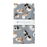 CRASEED ガーゼ手ぬぐい 日本製 手ぬぐい 34×88cm 江戸ねこ グレイ ほつれ防止加工 kotonone ことのね