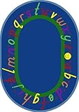 Joy Carpets Kid Essentials Early Childhood Oval AlphaScript Rug Blue 7'8 x 10'9 [並行輸入品]