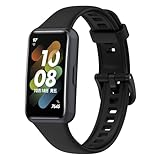 [XIHAMA] シリコン素材 for Huawei Band7 対応 軽量 ファーウェイ 交換バンド スポーツバンド 替えベルト 柔らかい スマートウォッチ ストラップ (ブラック)